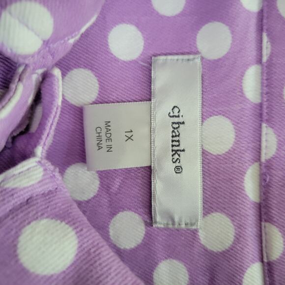 Christopher & Banks Purple Polka Dot Denim Jacket Women’s 1X 3/4 Sleeve - Picture 6 of 12